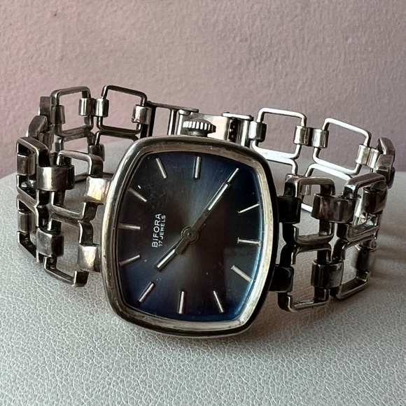 VINTAGE BIFORA 800 SILVER LADIES AUTOMATIC MECHANICAL WATCH UNIQUE BRACELET WORK main image 8
